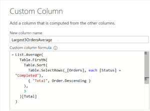 Screenshot of following code example inside Query Editor's "Add Column" dialog