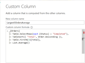 Screenshot of following code example inside Query Editor's "Add Column" dialog